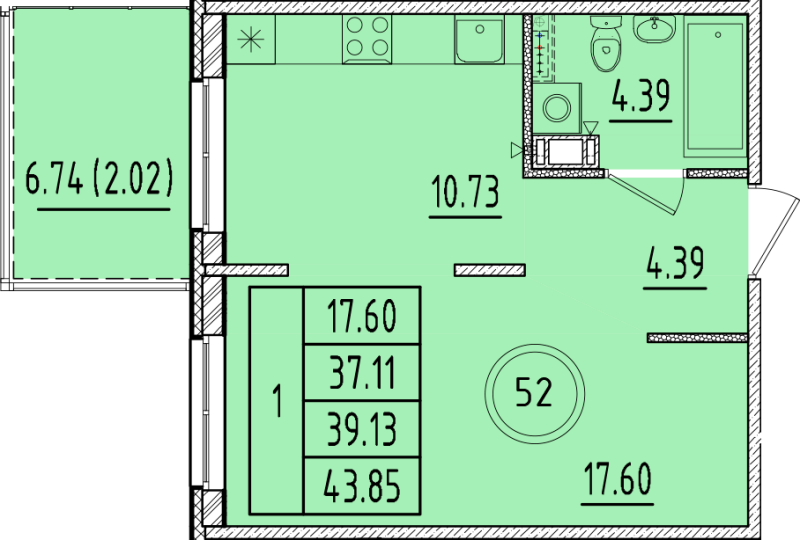 1 ккв 37,1 м²