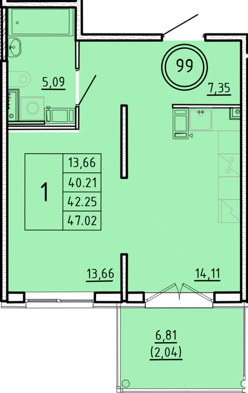1 ккв 40,2 м²