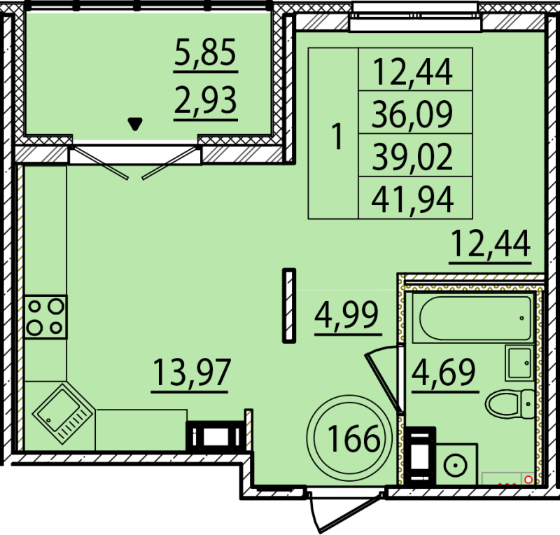 1 ккв 36,1 м²