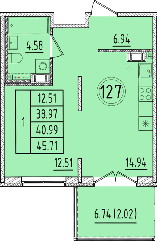 1 ккв 39 м²