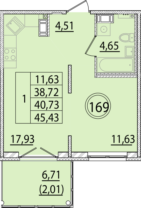 2 ккв (Евро) 38,7 м²