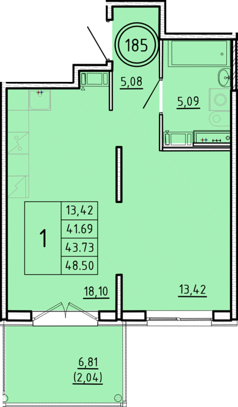 2 ккв (Евро) 41,7 м²