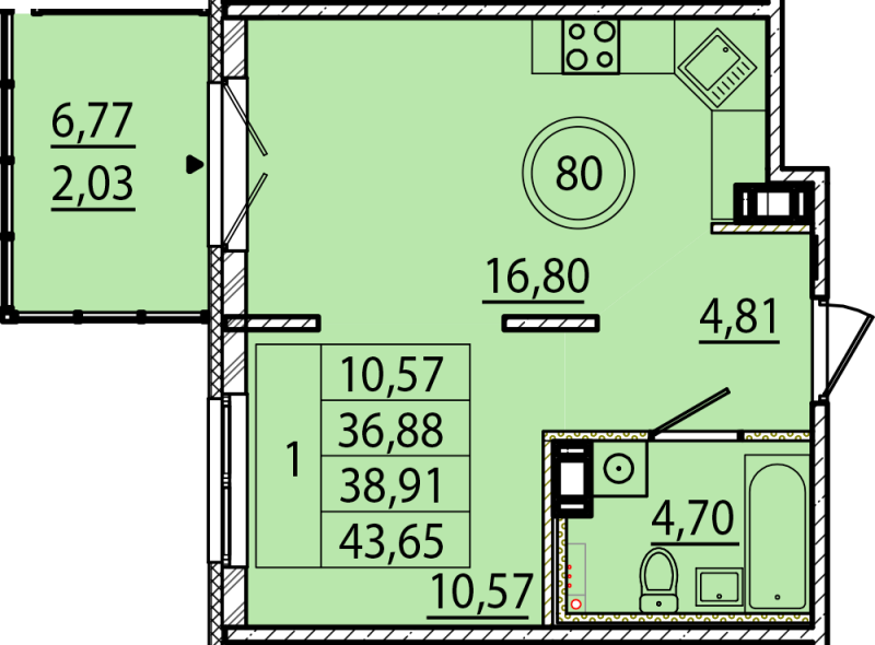 2 ккв (Евро) 36,9 м²