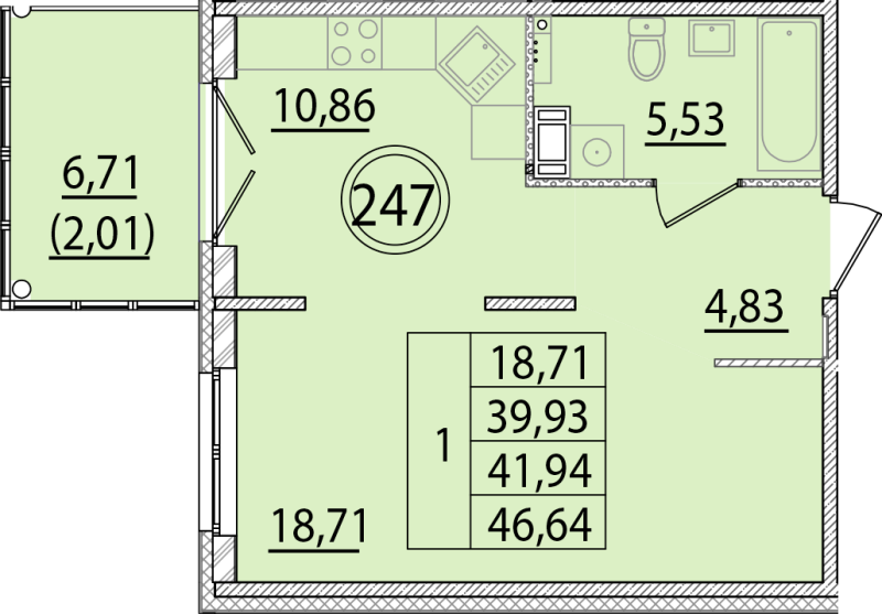 1 ккв 39,9 м²