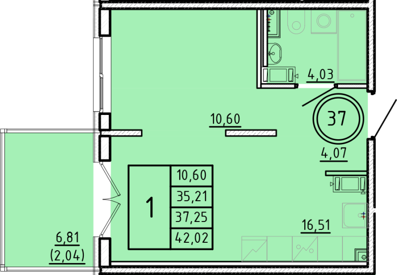 2 ккв (Евро) 35,2 м²