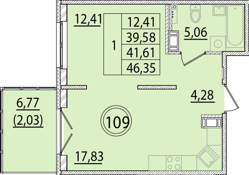 2 ккв (Евро) 39,6 м²