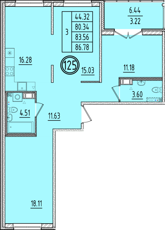 4 ккв (Евро) 80,3 м²