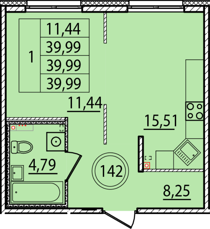 2 ккв (Евро) 40 м²