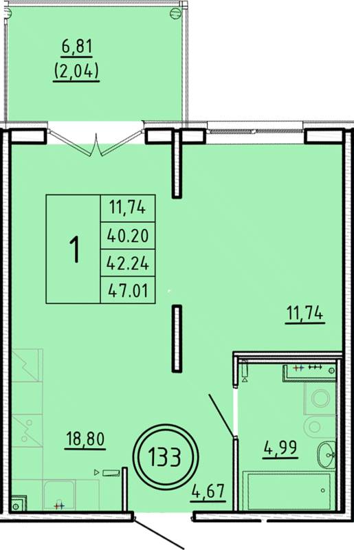 2 ккв (Евро) 40,2 м²