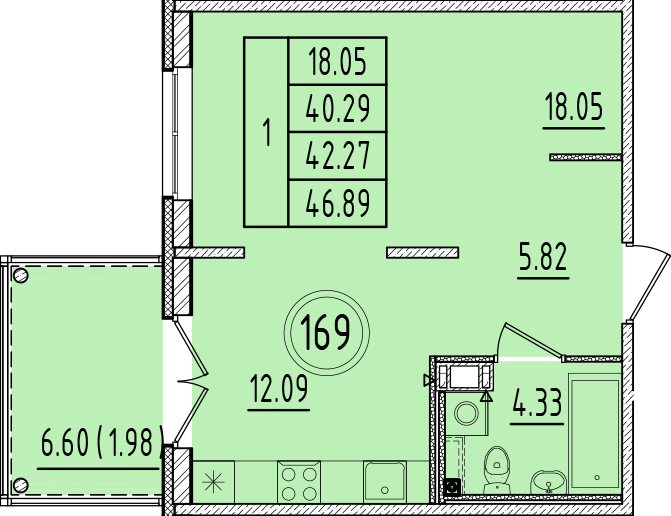 1 ккв 40,3 м²