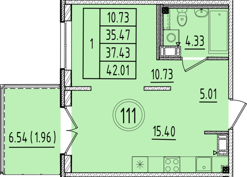 2 ккв (Евро) 35,5 м²