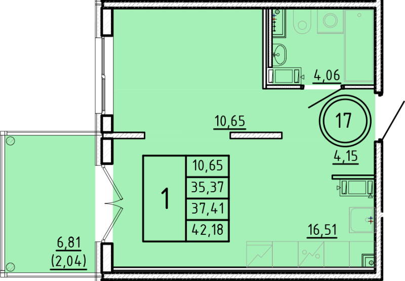 2 ккв (Евро) 35,4 м²