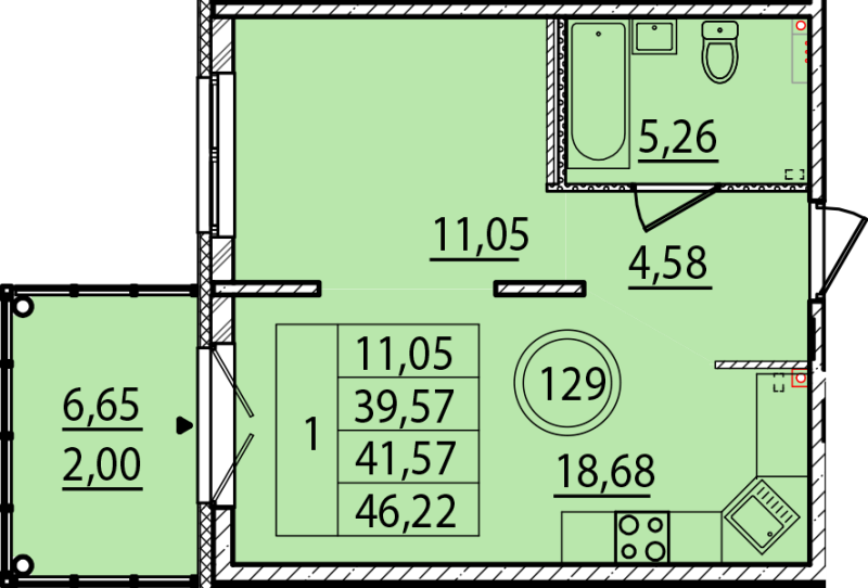 2 ккв (Евро) 39,6 м²