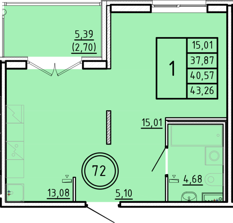 1 ккв 37,9 м²