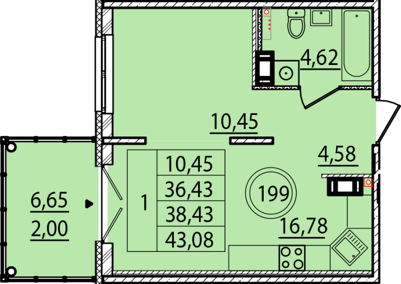 2 ккв (Евро) 36,4 м²