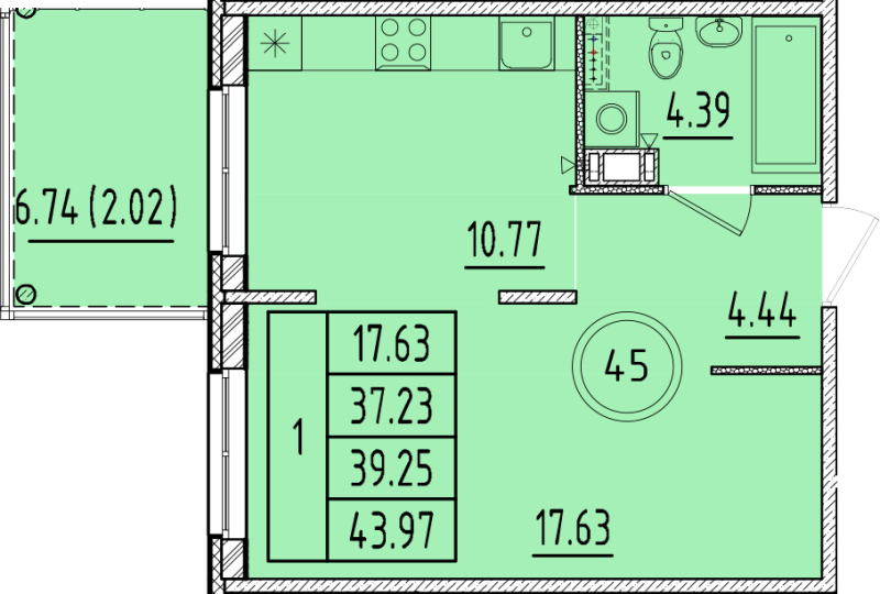 1 ккв 37,2 м²