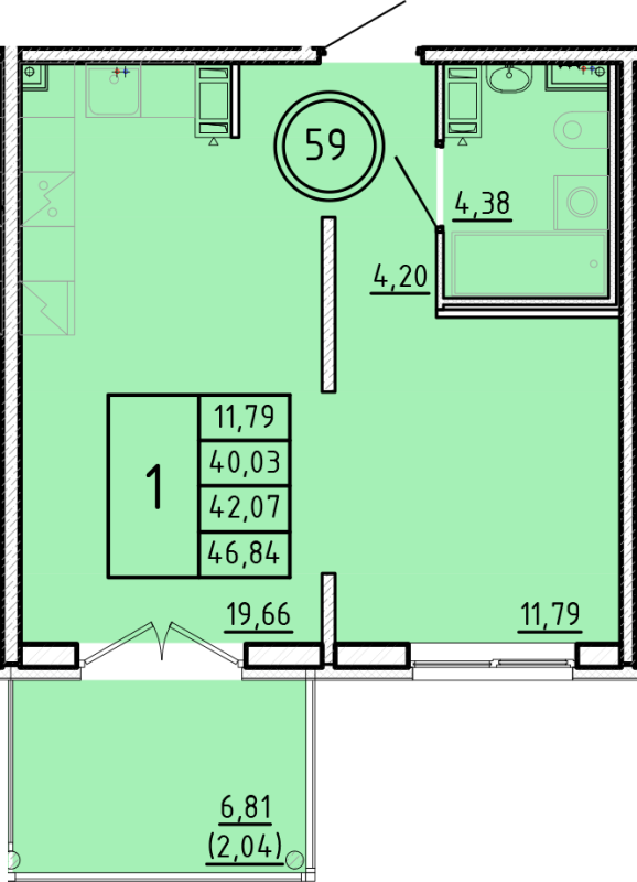 2 ккв (Евро) 40 м²