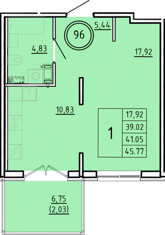 1 ккв 39 м²