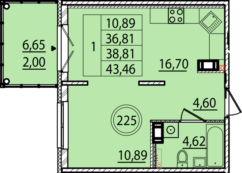 2 ккв (Евро) 36,8 м²
