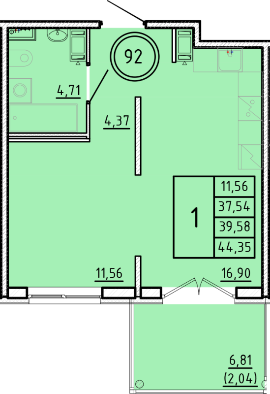 2 ккв (Евро) 37,5 м²