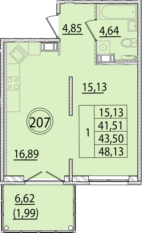 2 ккв (Евро) 41,5 м²
