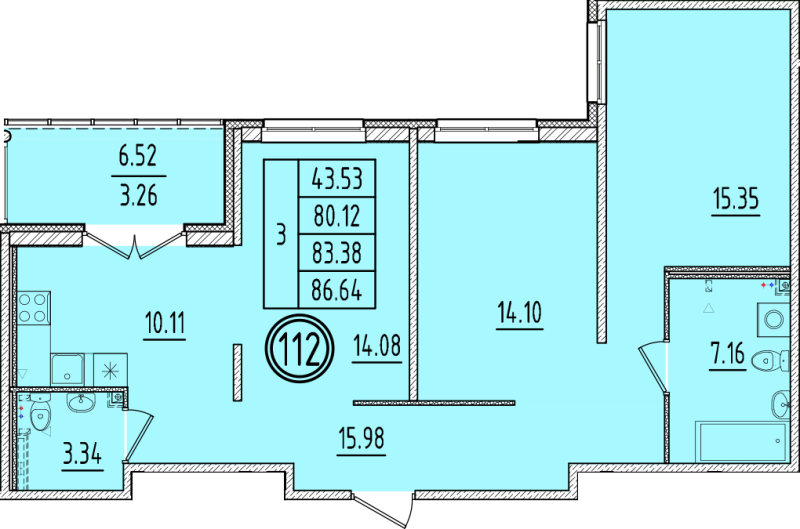3 ккв 80,1 м²