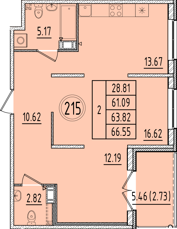 2 ккв 61,1 м²