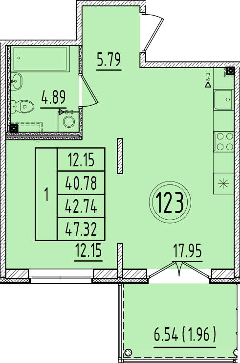 2 ккв (Евро) 40,8 м²