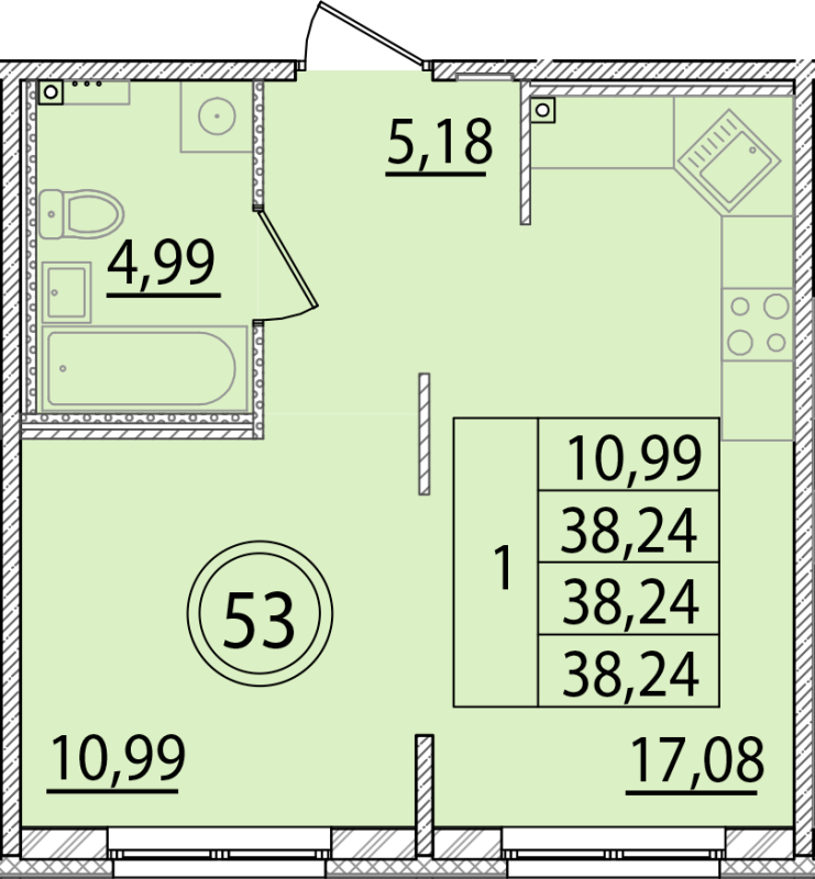 2 ккв (Евро) 38,2 м²