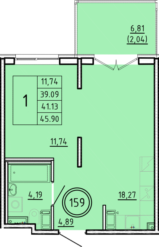 2 ккв (Евро) 39,1 м²