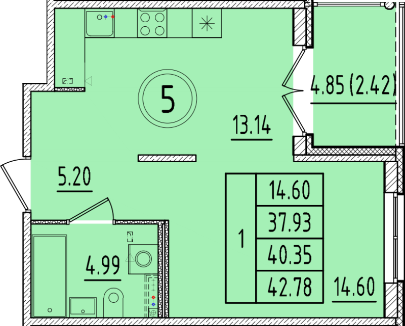 1 ккв 37,9 м²