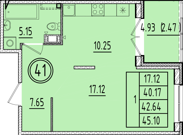 1 ккв 40,2 м²