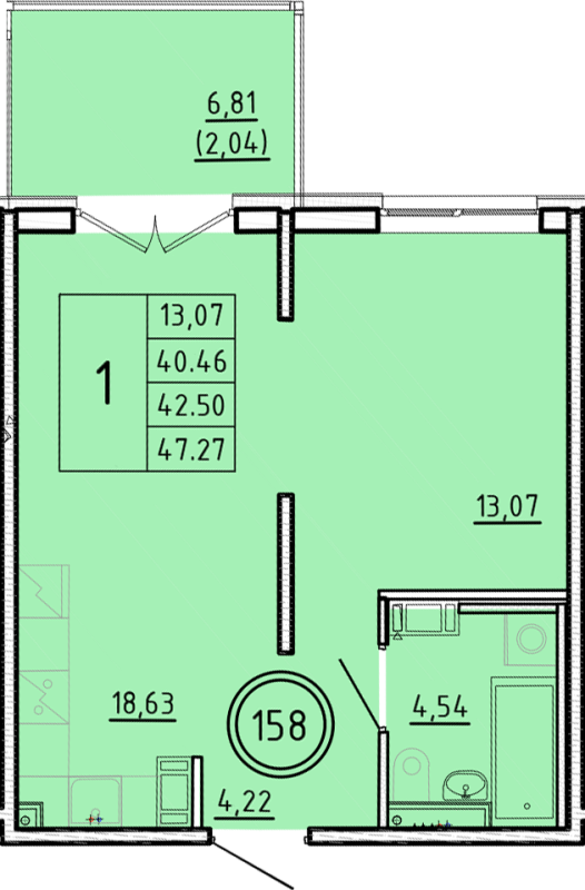 2 ккв (Евро) 40,5 м²