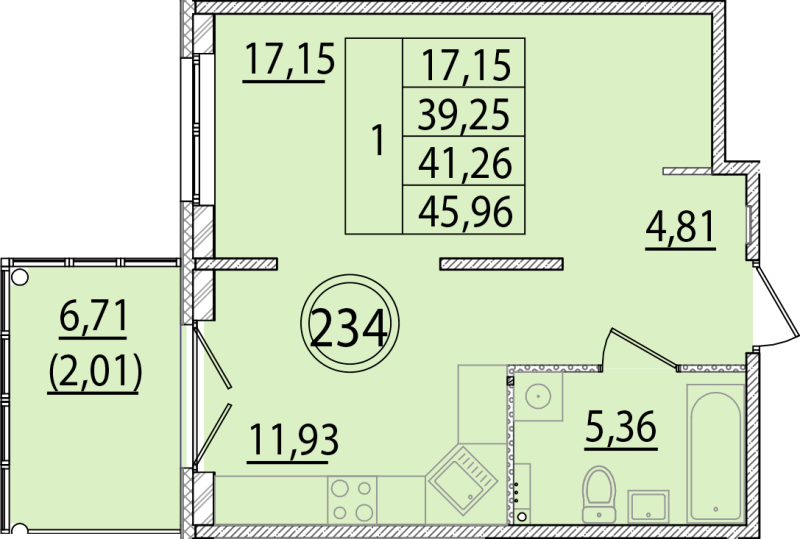 1 ккв 39,3 м²