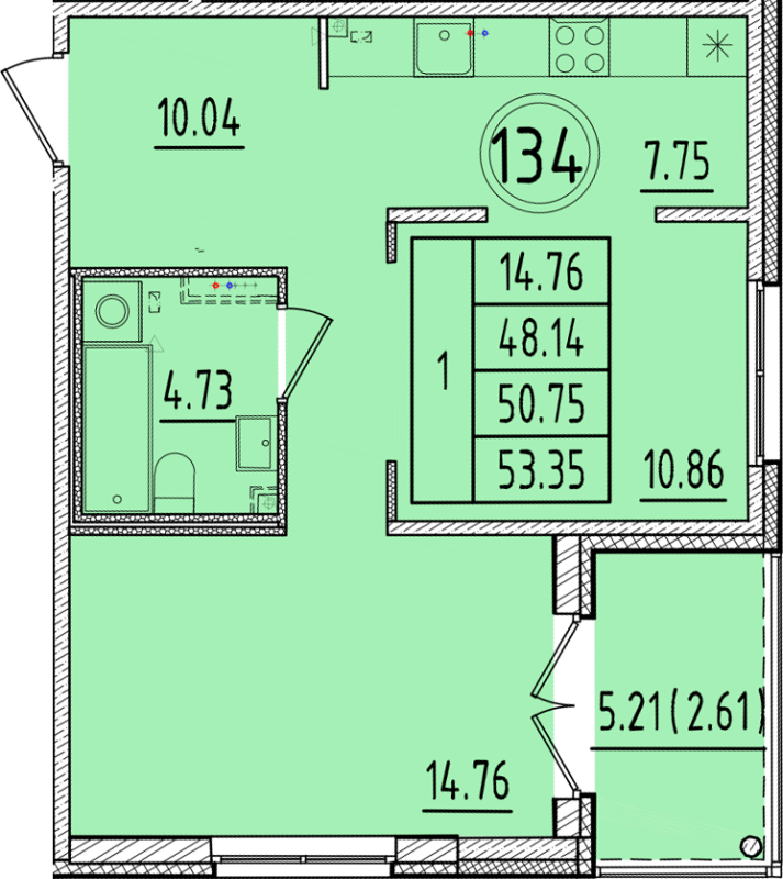 2 ккв (Евро) 48,1 м²
