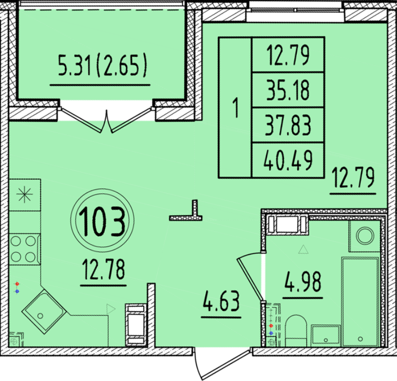1 ккв 35,2 м²