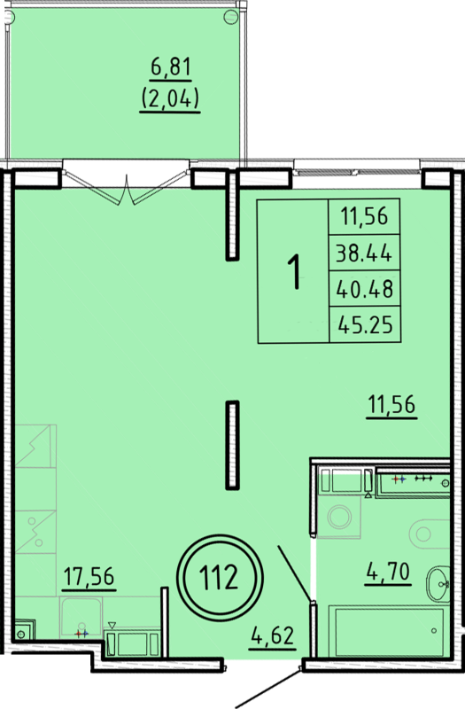 2 ккв (Евро) 38,4 м²