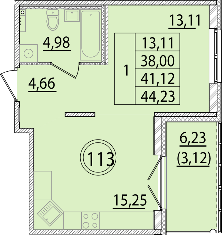 2 ккв (Евро) 38 м²