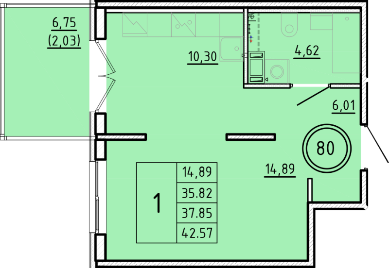 1 ккв 35,8 м²
