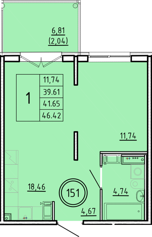 2 ккв (Евро) 39,6 м²