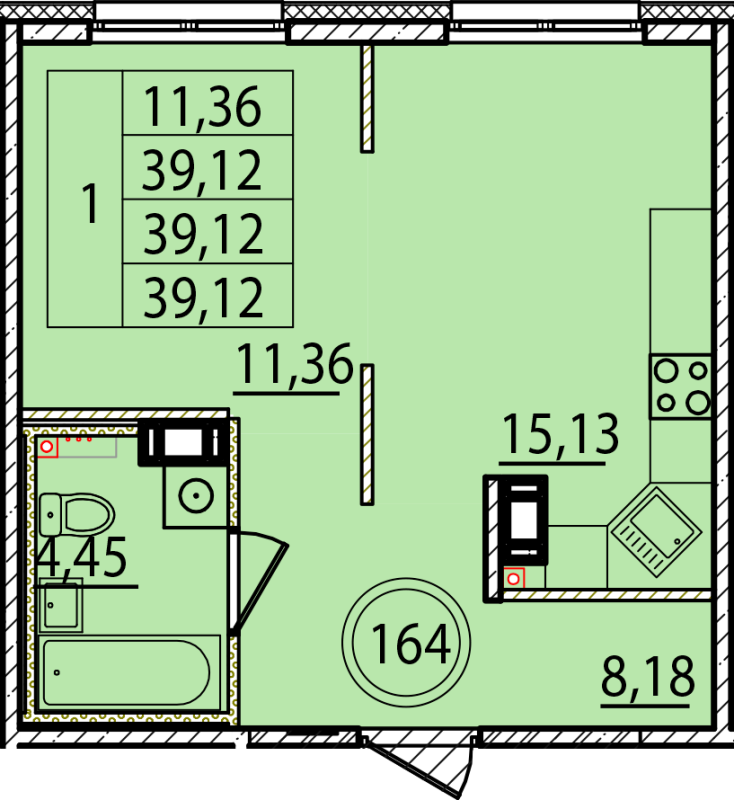 2 ккв (Евро) 39,1 м²