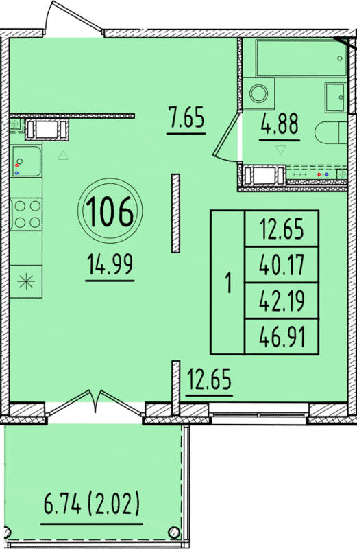 1 ккв 40,2 м²