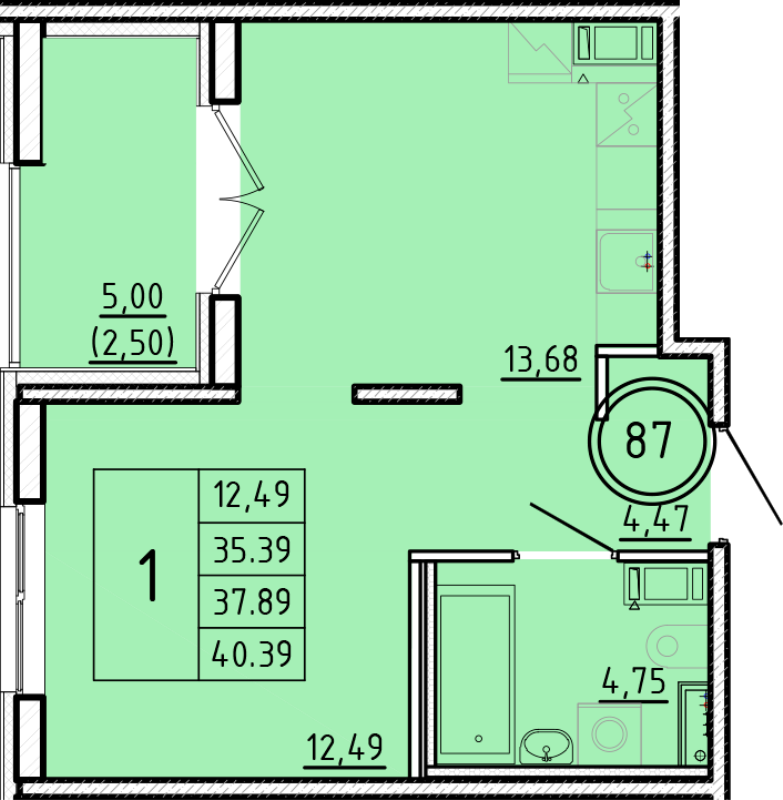 1 ккв 35,4 м²