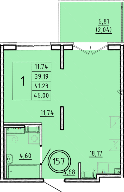 2 ккв (Евро) 39,2 м²