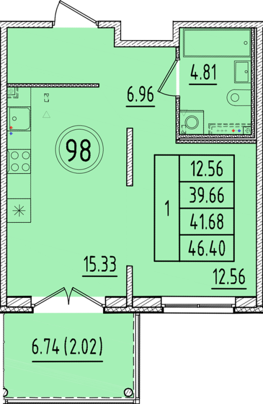 1 ккв 39,7 м²