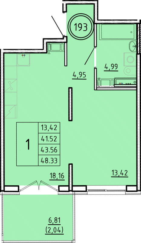 2 ккв (Евро) 41,5 м²