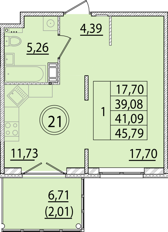1 ккв 39,1 м²