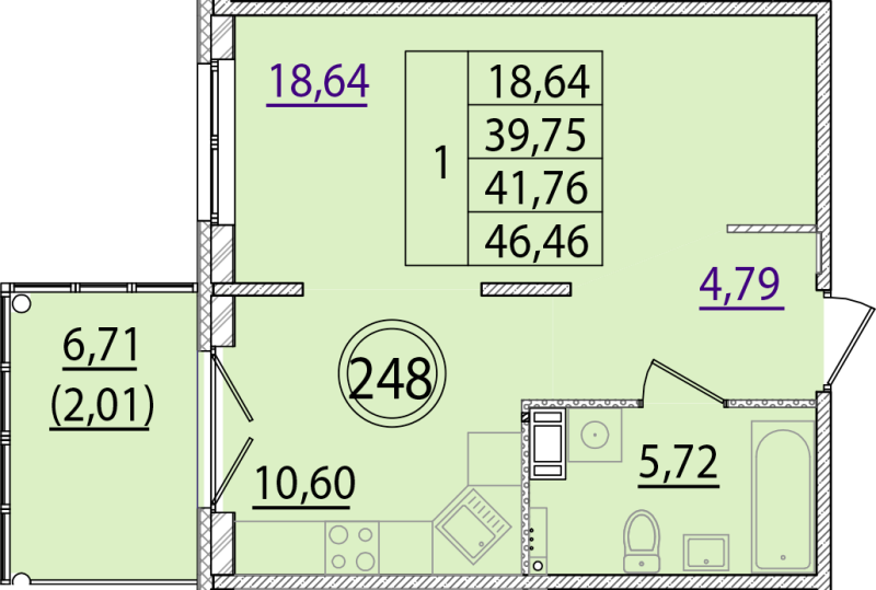 1 ккв 39,8 м²