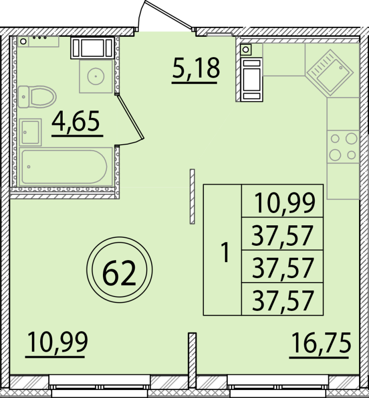 2 ккв (Евро) 37,6 м²