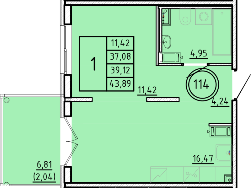 2 ккв (Евро) 37,1 м²